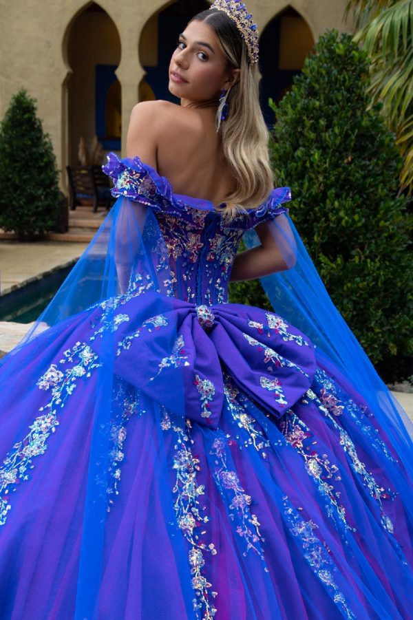 Glitter Long Ball Gown Quinceanera Dress
