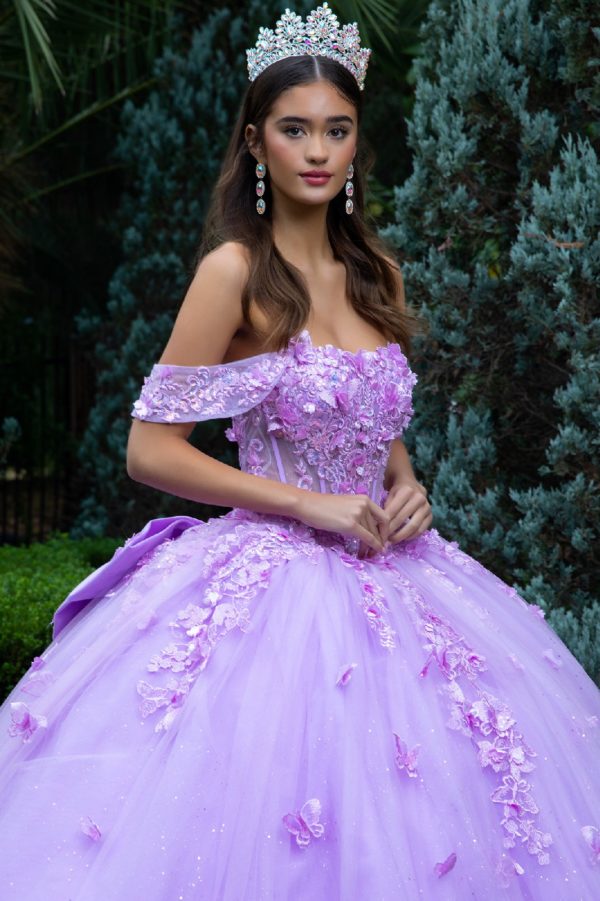 Quinceniera Dresses Long Quinceanera Dress 3D Floral Ball Gown Lavender Rose
