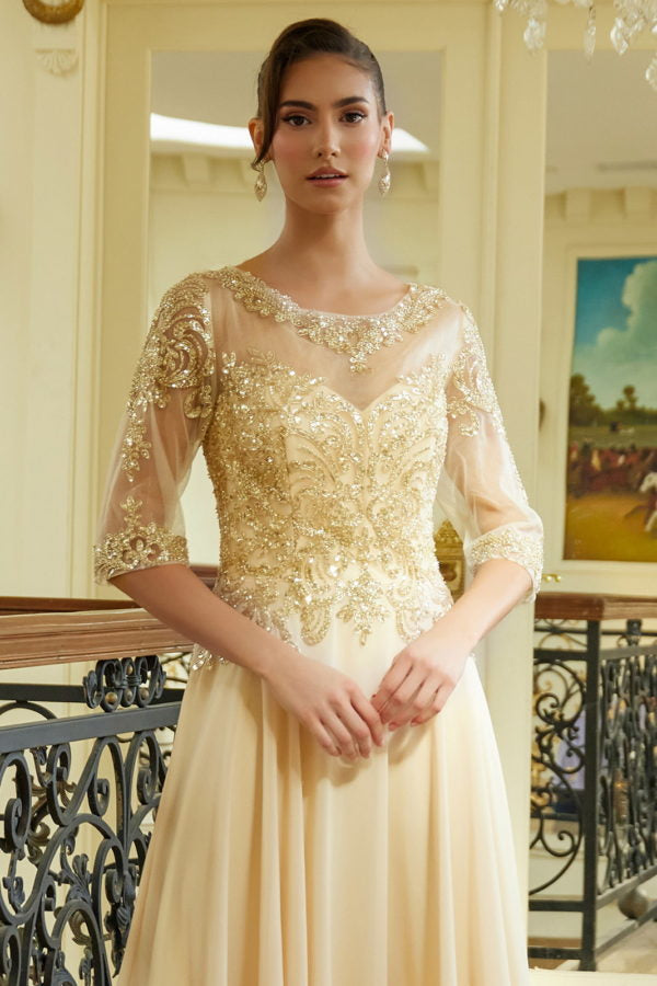 Mother of the Bride Dresses Long Formal A Line Modest Mother of the Bride Dress Champagne