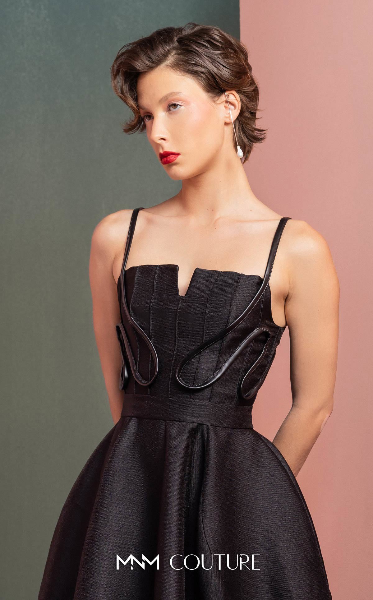 Cocktail Dresses Midi Cocktail Evening Dress MNM Couture GOF2501 Black