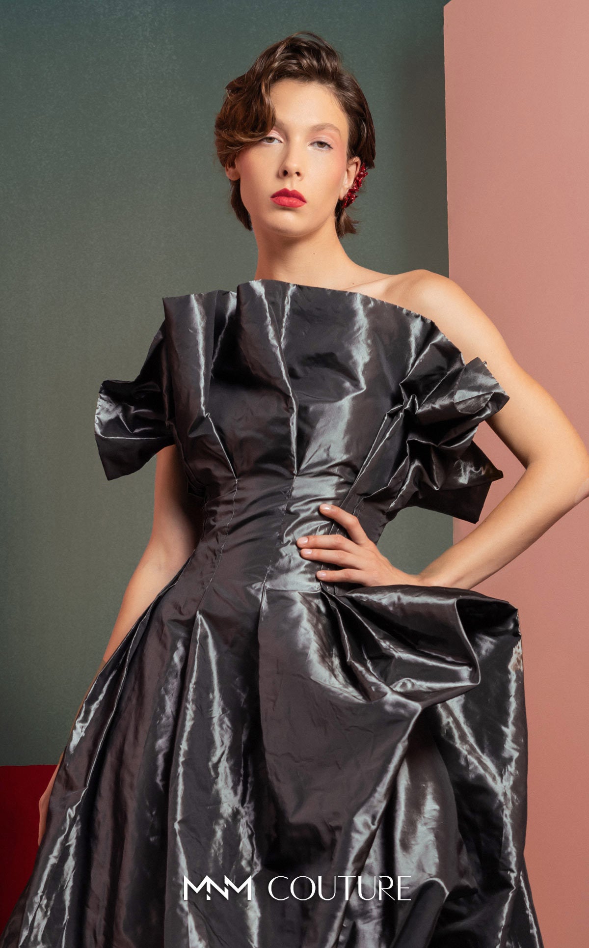 Cocktail Dresses High Low Cocktail Evening Dress MNM Couture GOF2503 Antrasit