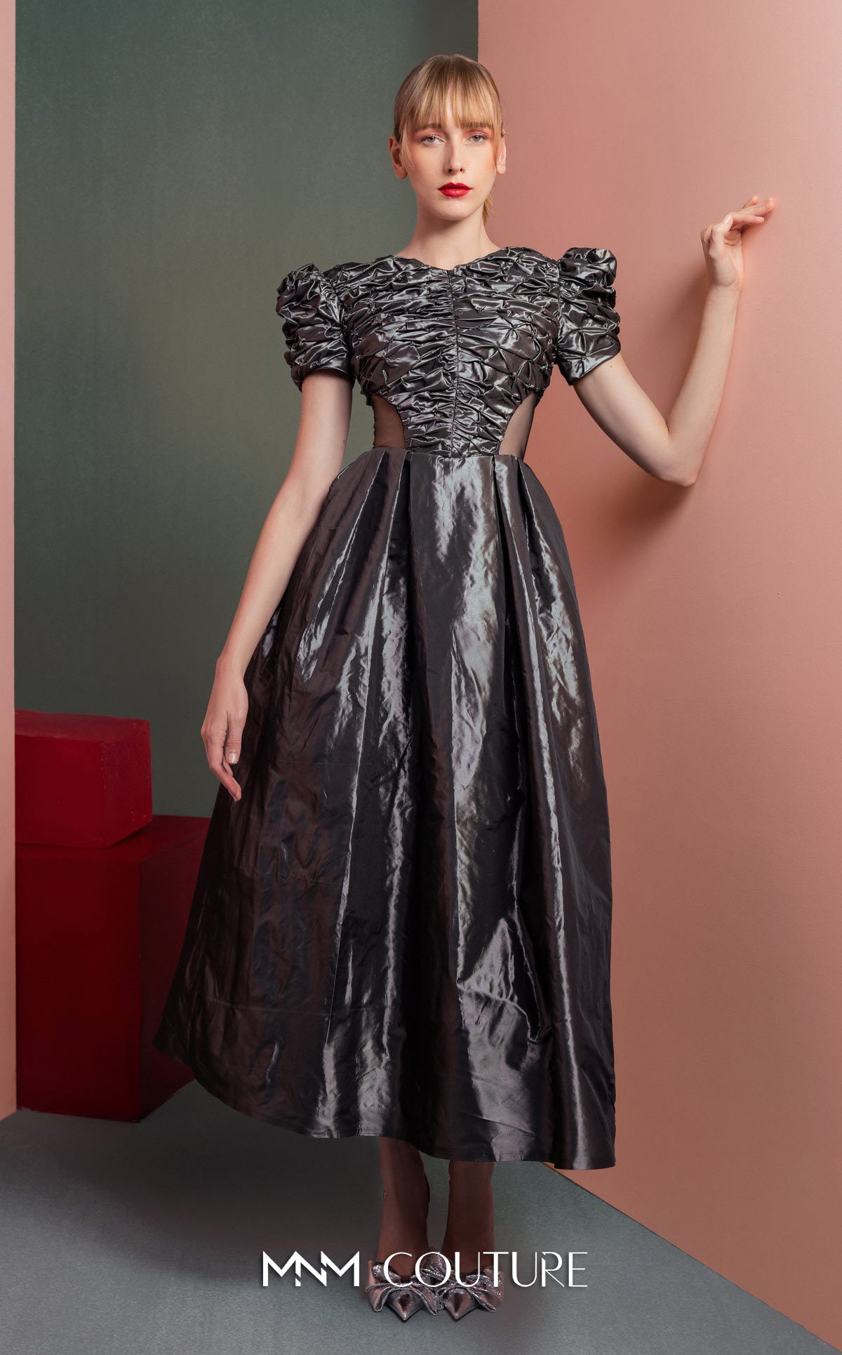 Cocktail Dresses Tea Length Evening A Line Cocktail Dress MNM Couture GOF2512 Antrasit