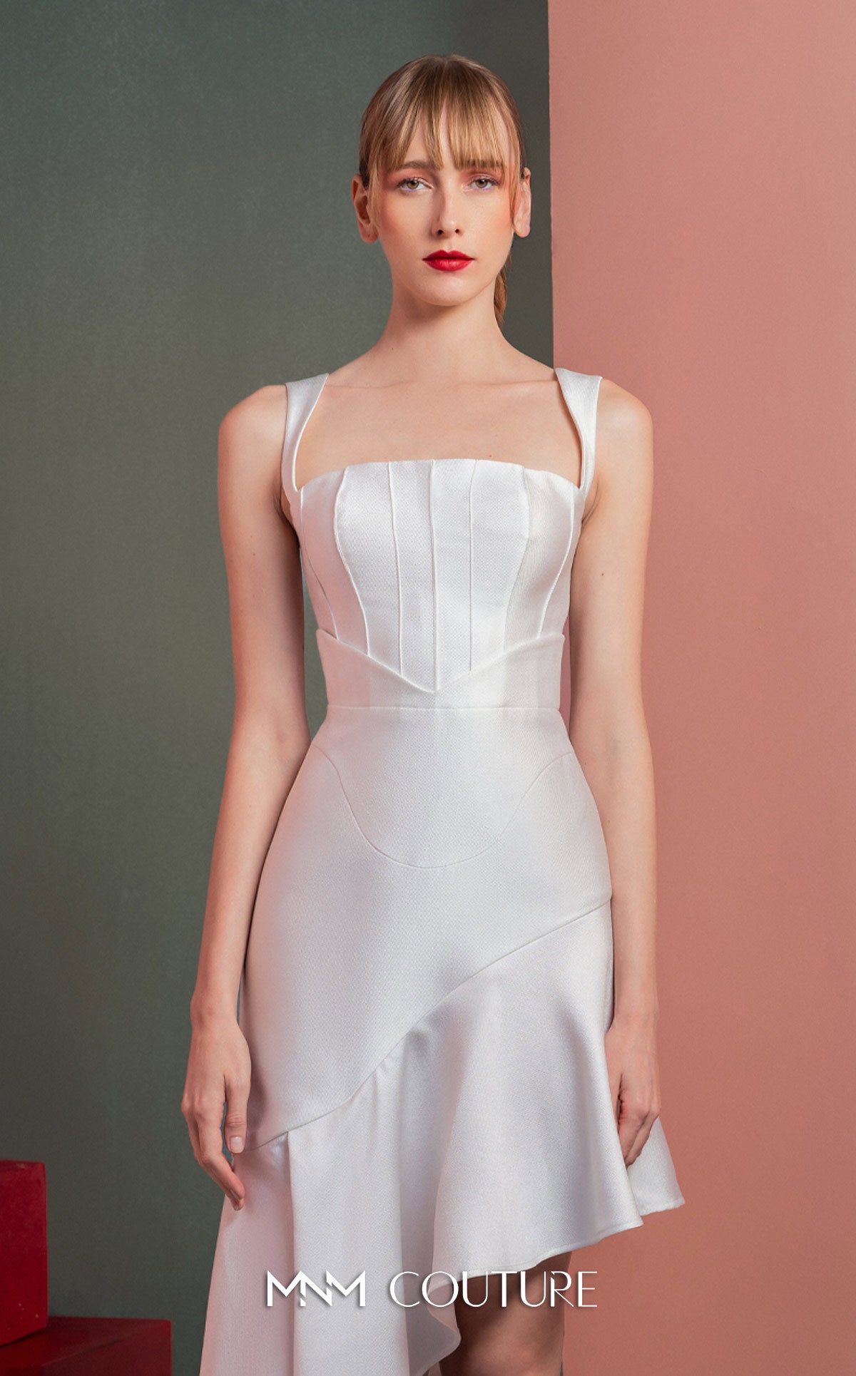 Cocktail Dresses High Low Cocktail Evening Dress MNM Couture GOF2517 Off White