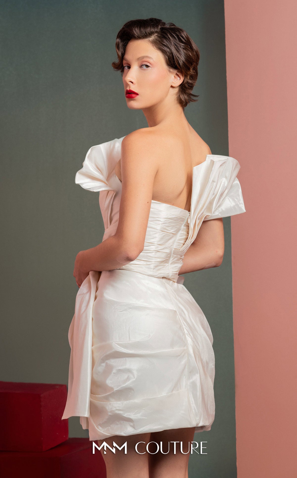 Cocktail Dresses Short Mini Two Piece Cocktail Dress MNM Couture GOF2527 Off White