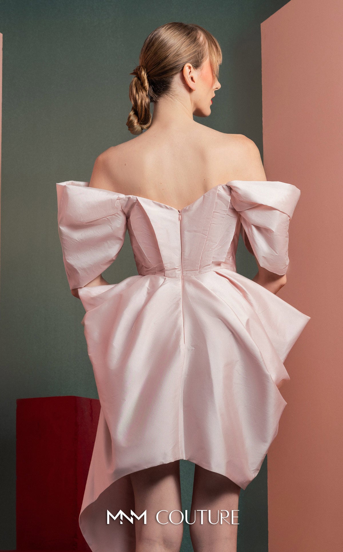 Cocktail Dresses High Low Cocktail Evening Dress MNM Couture GOF2534 Pink