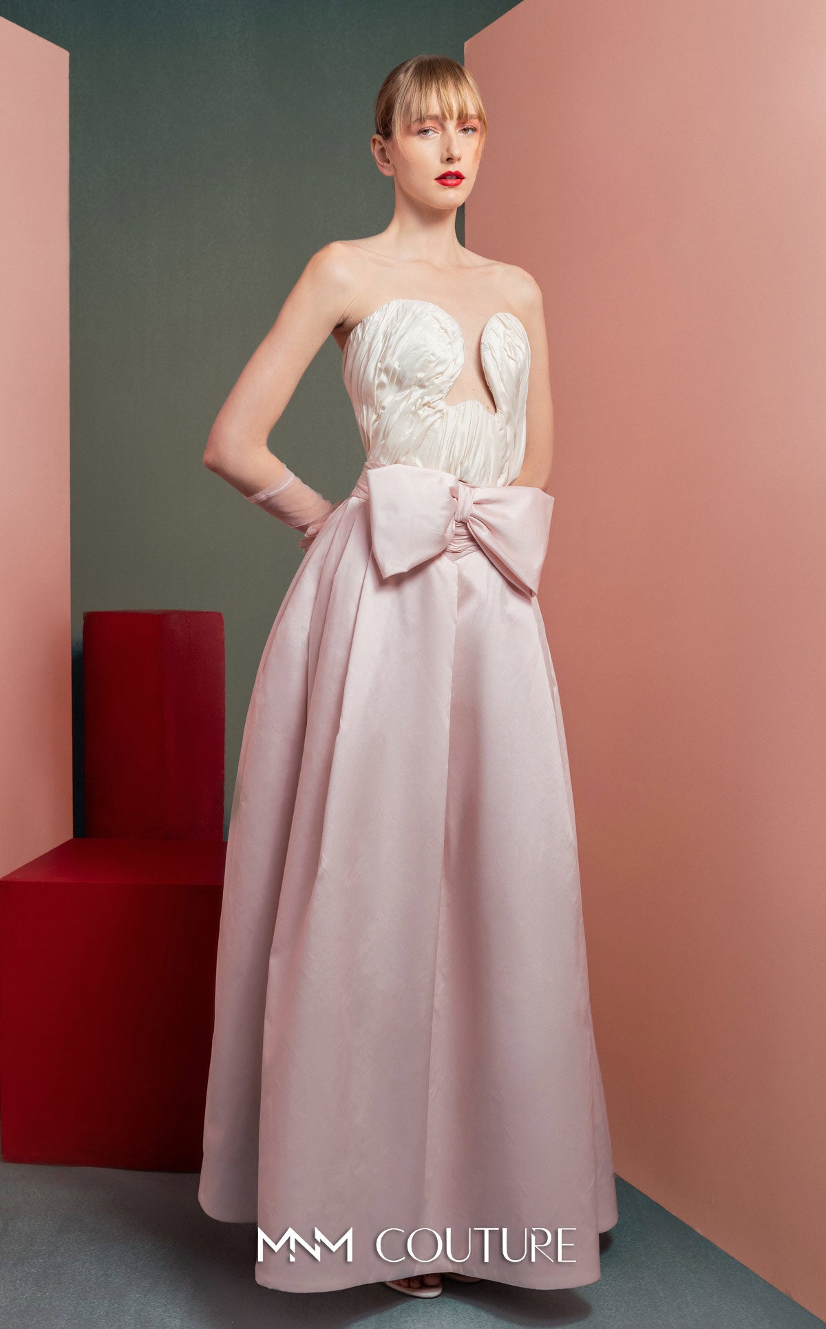 Formal Dresses Long Formal Prom Corset A line Evening Dress MNM Couture GOF2540 Pink/Off White