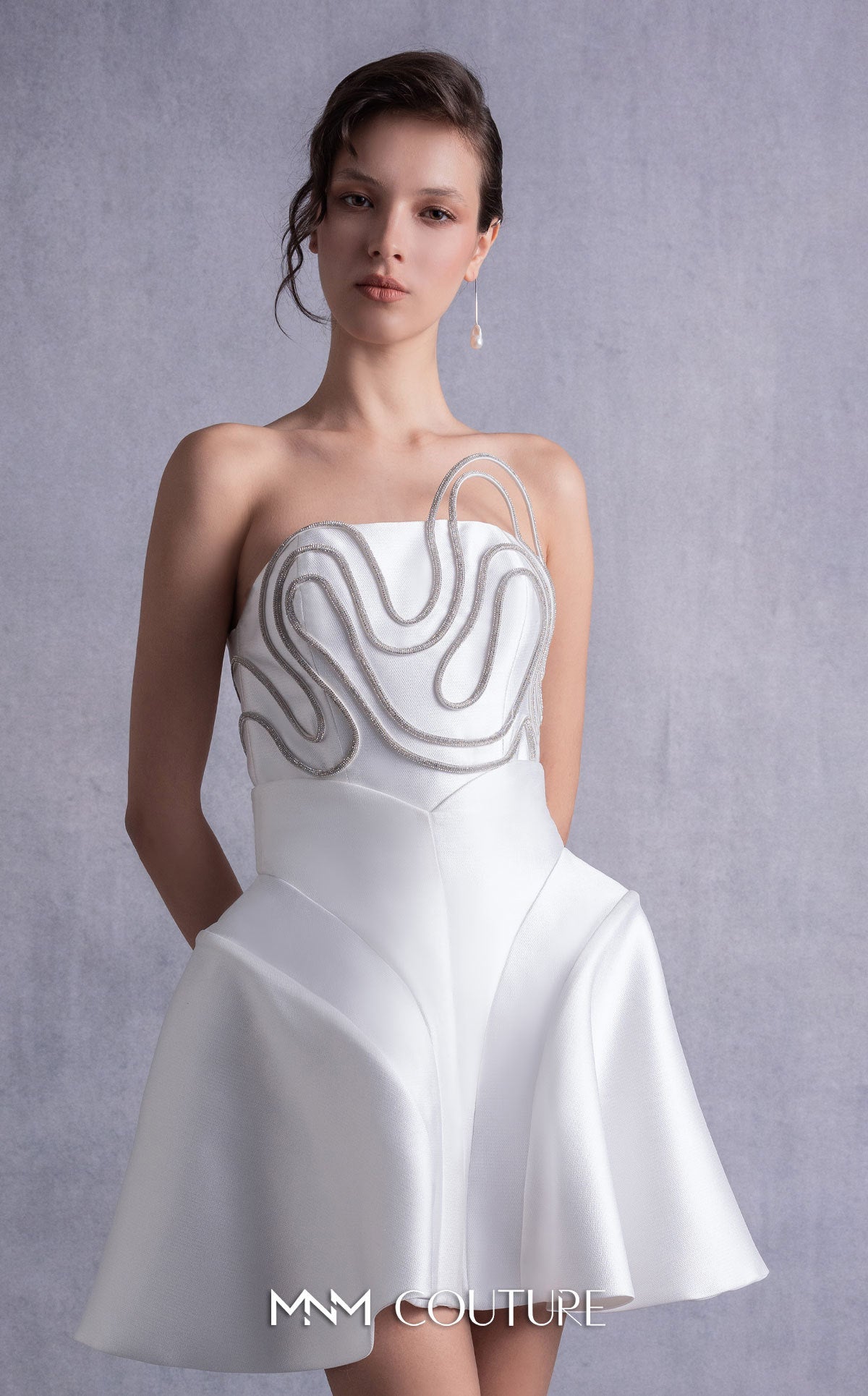 Cocktail Dresses Short Corset Cocktail Dress MNM Couture GOS2508 Off White