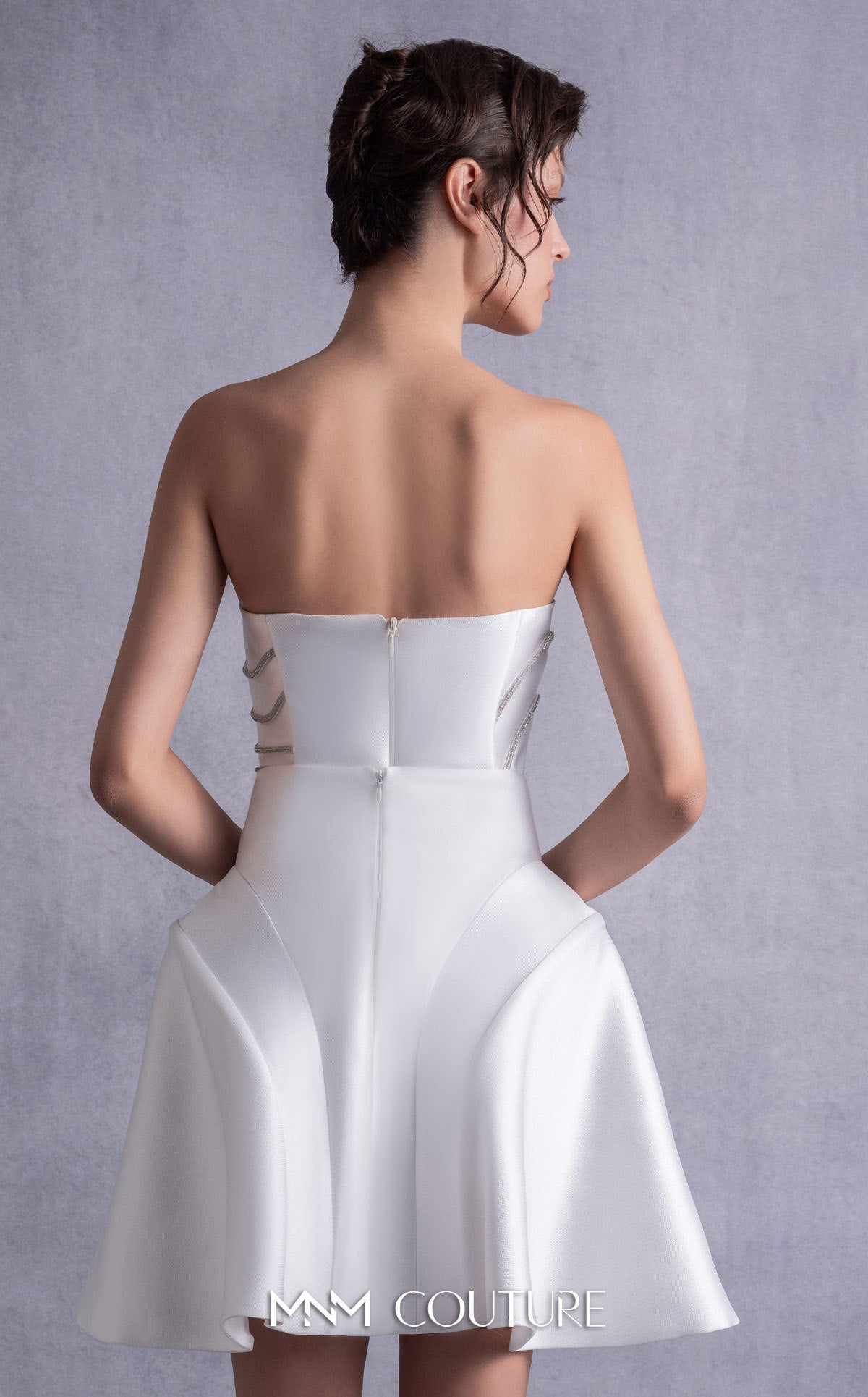 Cocktail Dresses Short Corset Cocktail Dress MNM Couture GOS2508 Off White