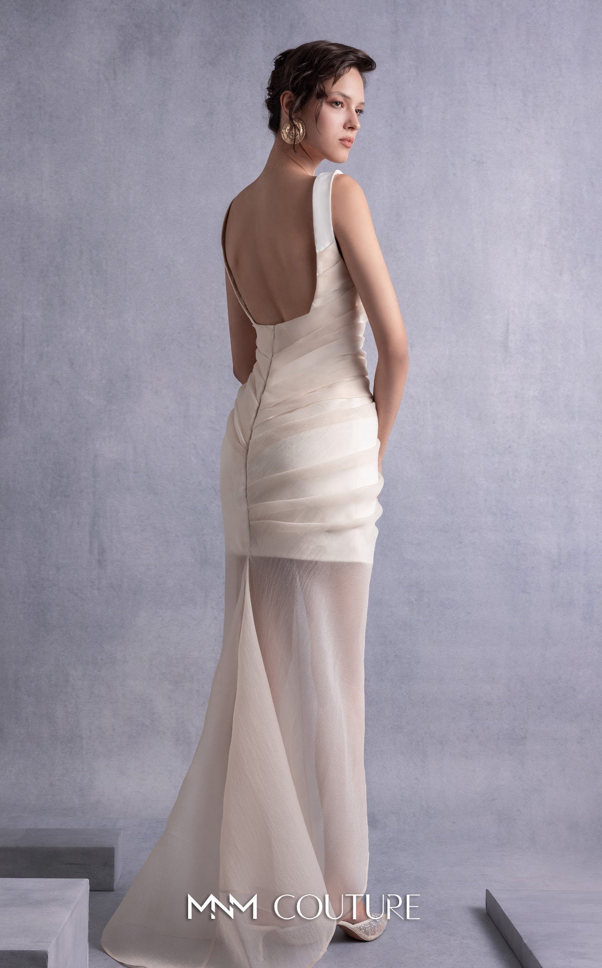 Formal Dresses High Low Pleated Formal Prom Dress MNM Couture GOS2511 Nude