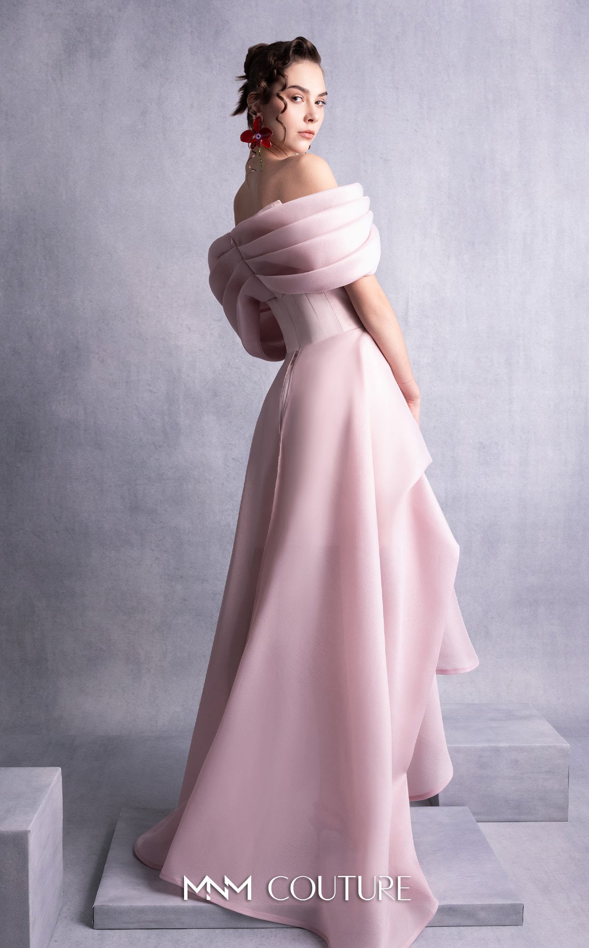 Formal Dresses Pleated A Line High Low Prom Formal Dress MNM Couture GOS2513 Pink