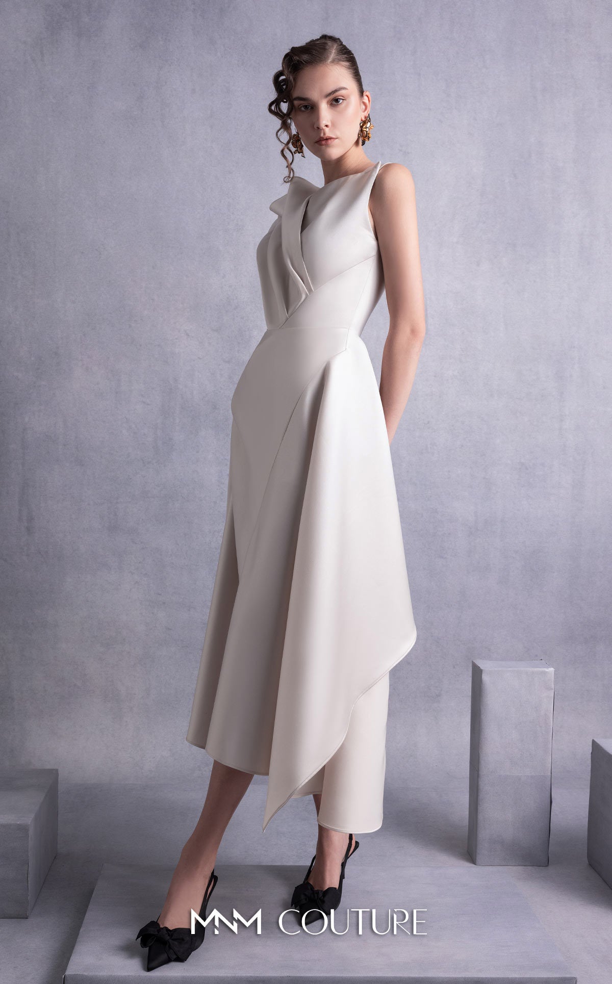 Cocktail Dresses Midi A Line Cocktail Dress MNM Couture GOS2517 Gold