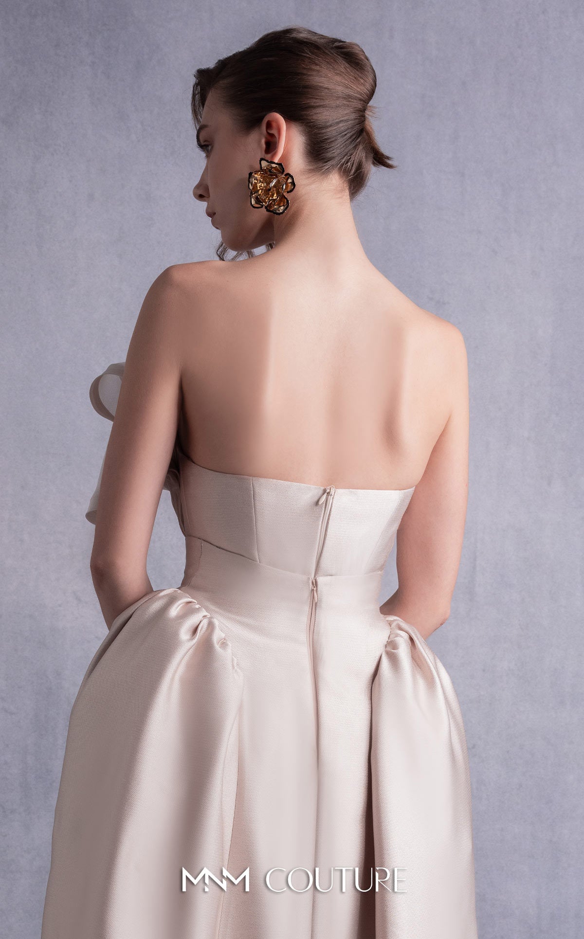 Cocktail Dresses Ruffle Tea Length Corset Pleated Cocktail Dress MNM Couture GOS2531 Gold