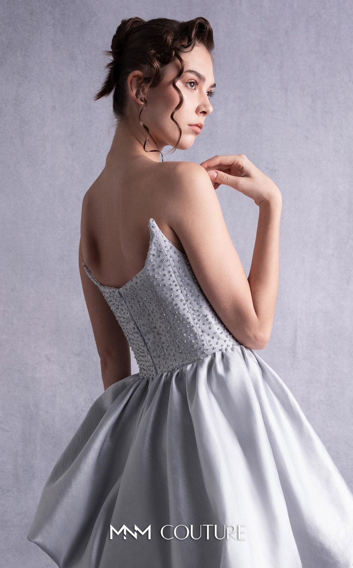 Cocktail Dresses Short Ruffled Mini Cocktail Dress MNM Couture GOS2538 Silver