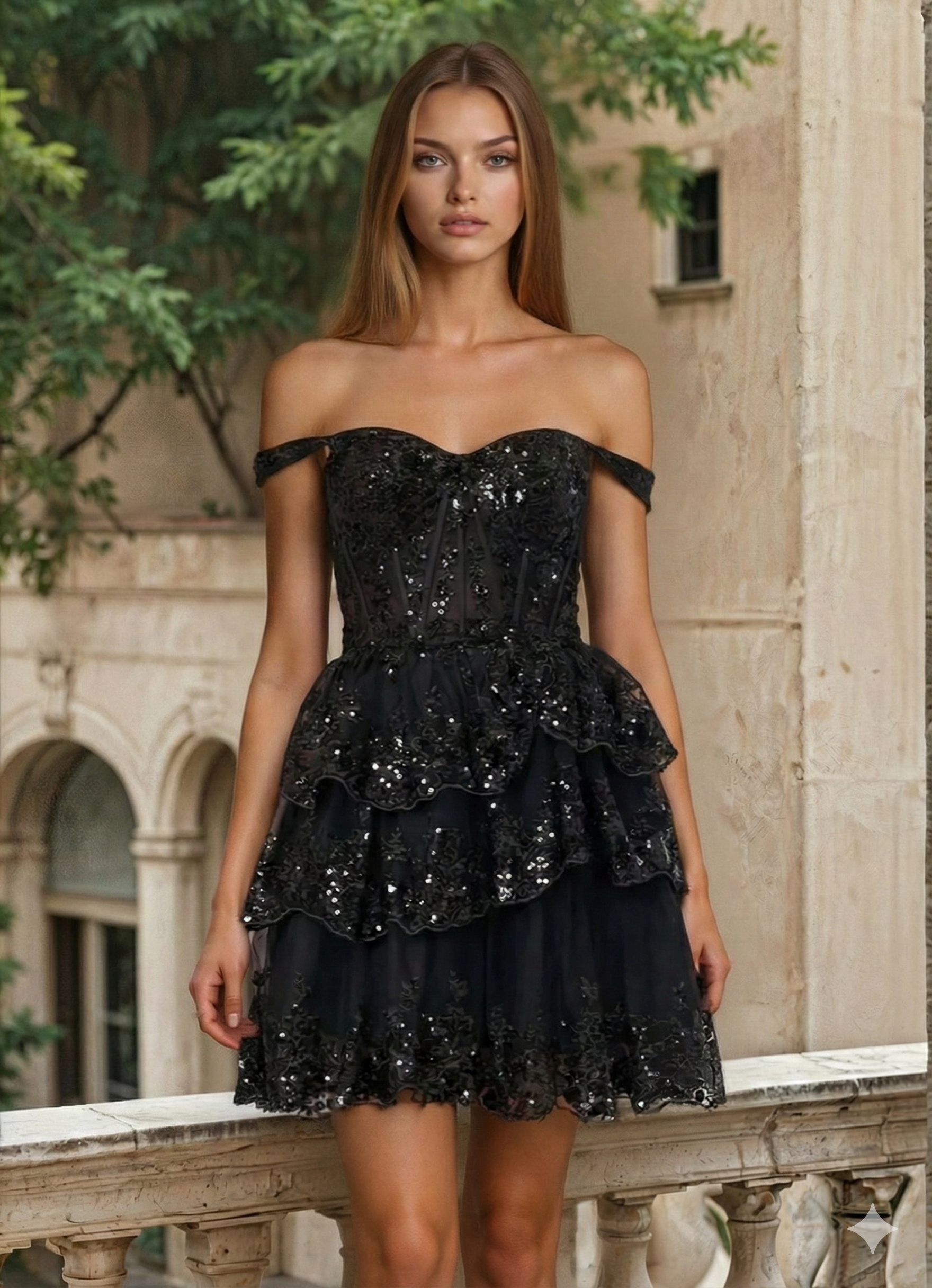 Short Sweet Heart Tiered Homecoming Prom Dress - The Dress Outlet 1375