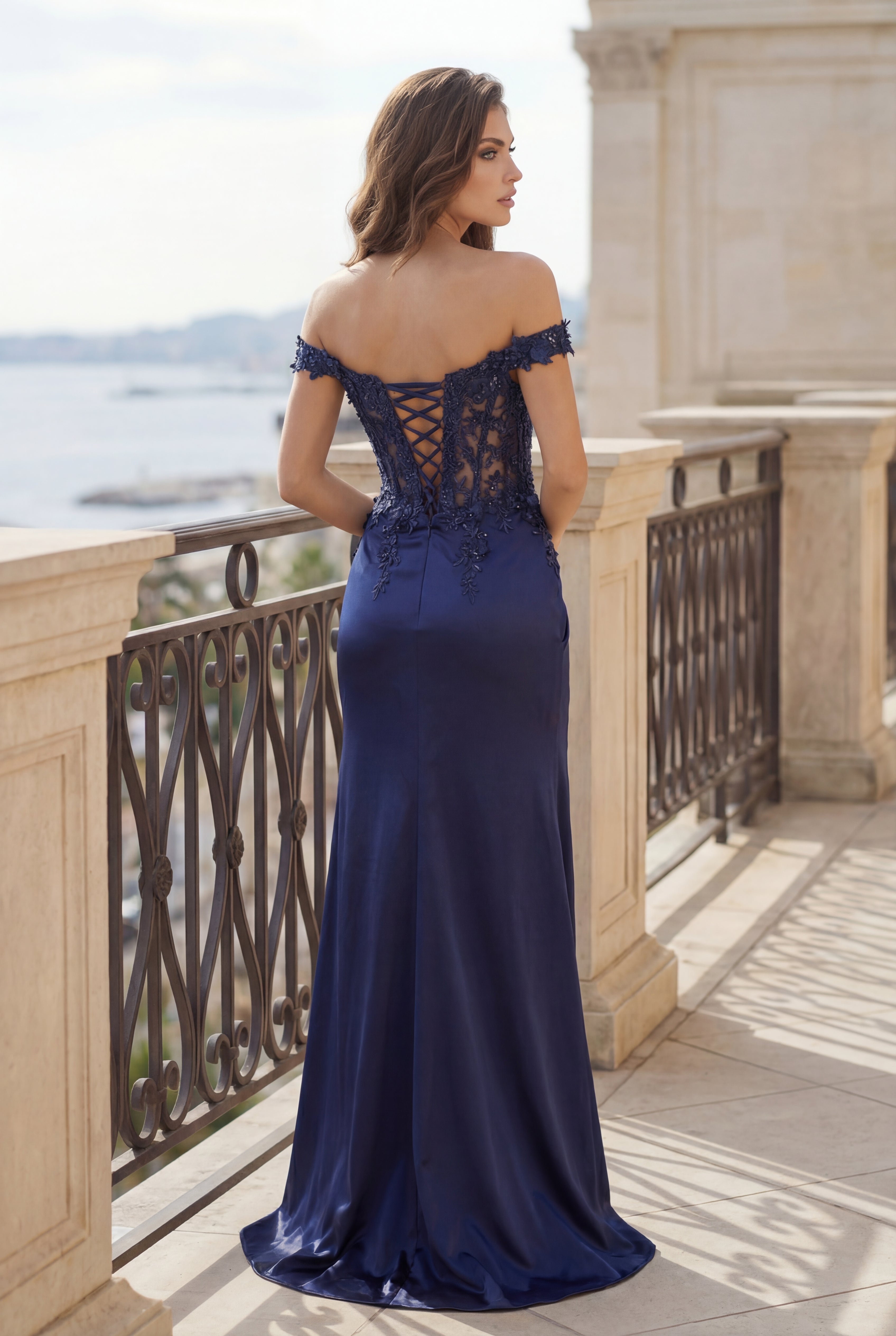 Fitted Corset Off the Shoulder Formal Prom Dress