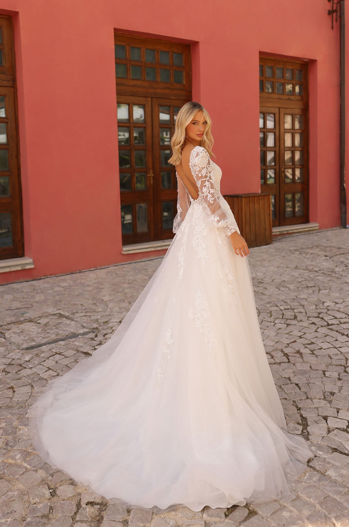 Wedding Dresses A Line Long Lace Applique Floral Corset Wedding Dress Amarra 84220 Ivory/Ivory