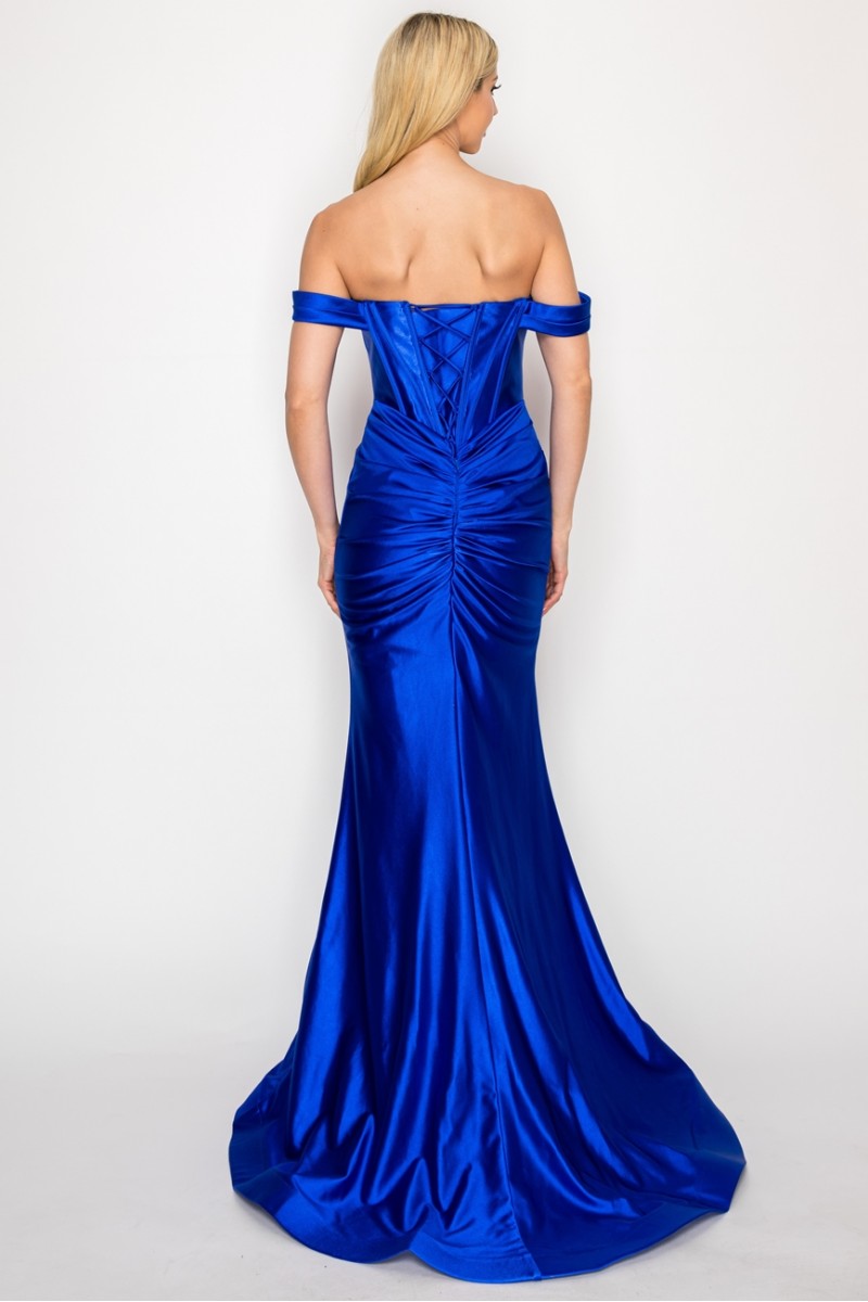 Prom Dresses Fitted Formal Long Pleated Prom Dress Royal