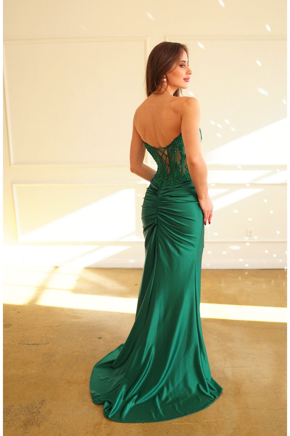 Prom Dresses Long Formal Prom Pleated Dress Emerald