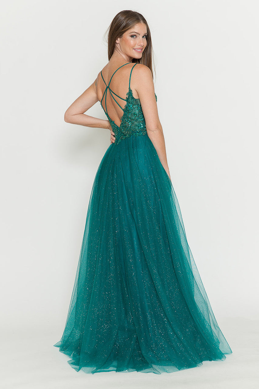Prom Dresses Long Beaded Sequin Formal Prom Dress Lenovia 8183 Hunter Green-Tulle-8183-Beaded