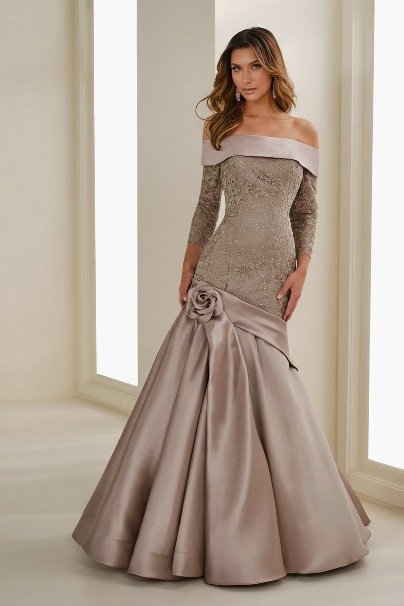 Formal Dresses Long Beaded Lace Formal Evening Dress Taupe