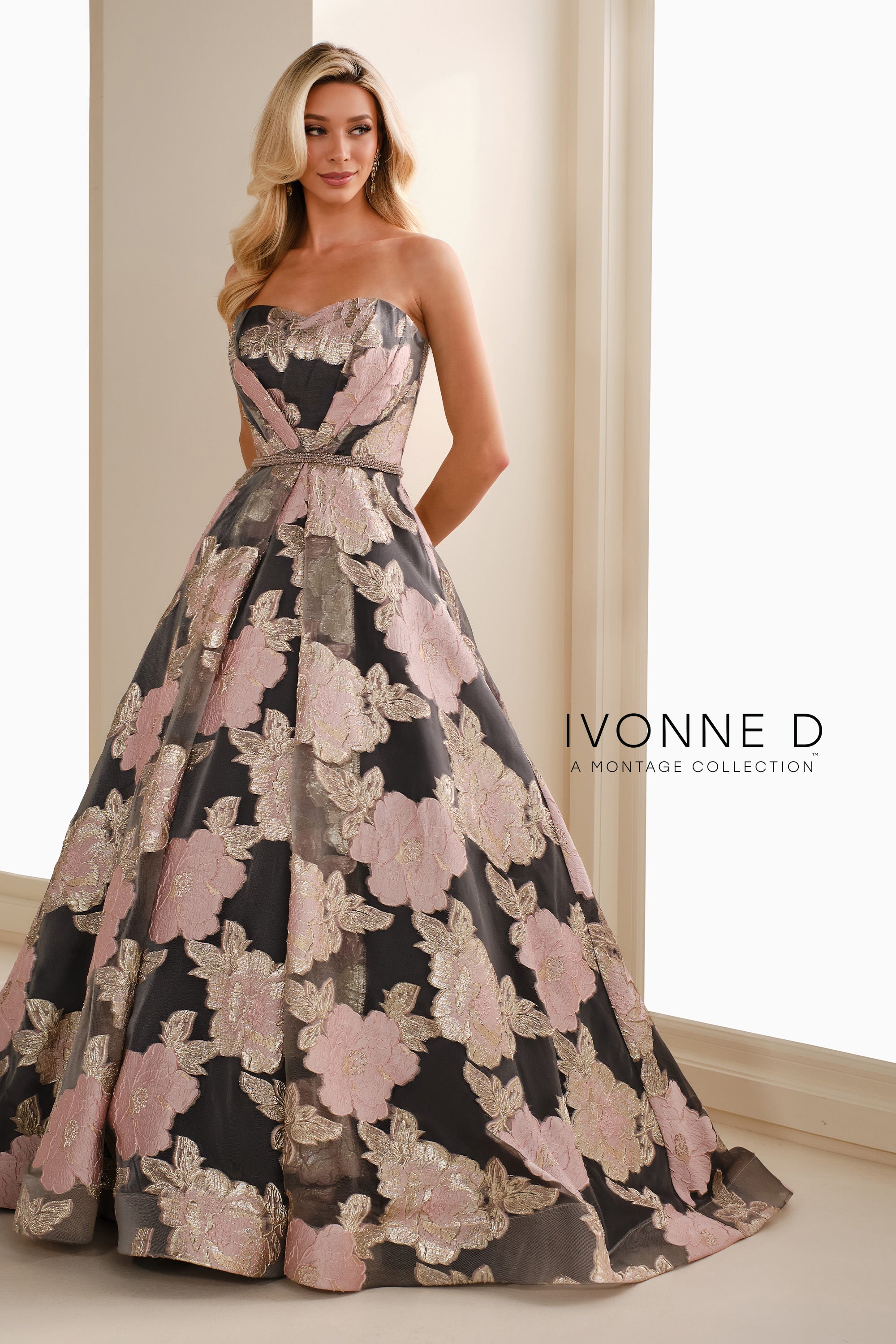 Formal Dresses Long Floral A Line Formal Evening Dress Charcoal/Rose