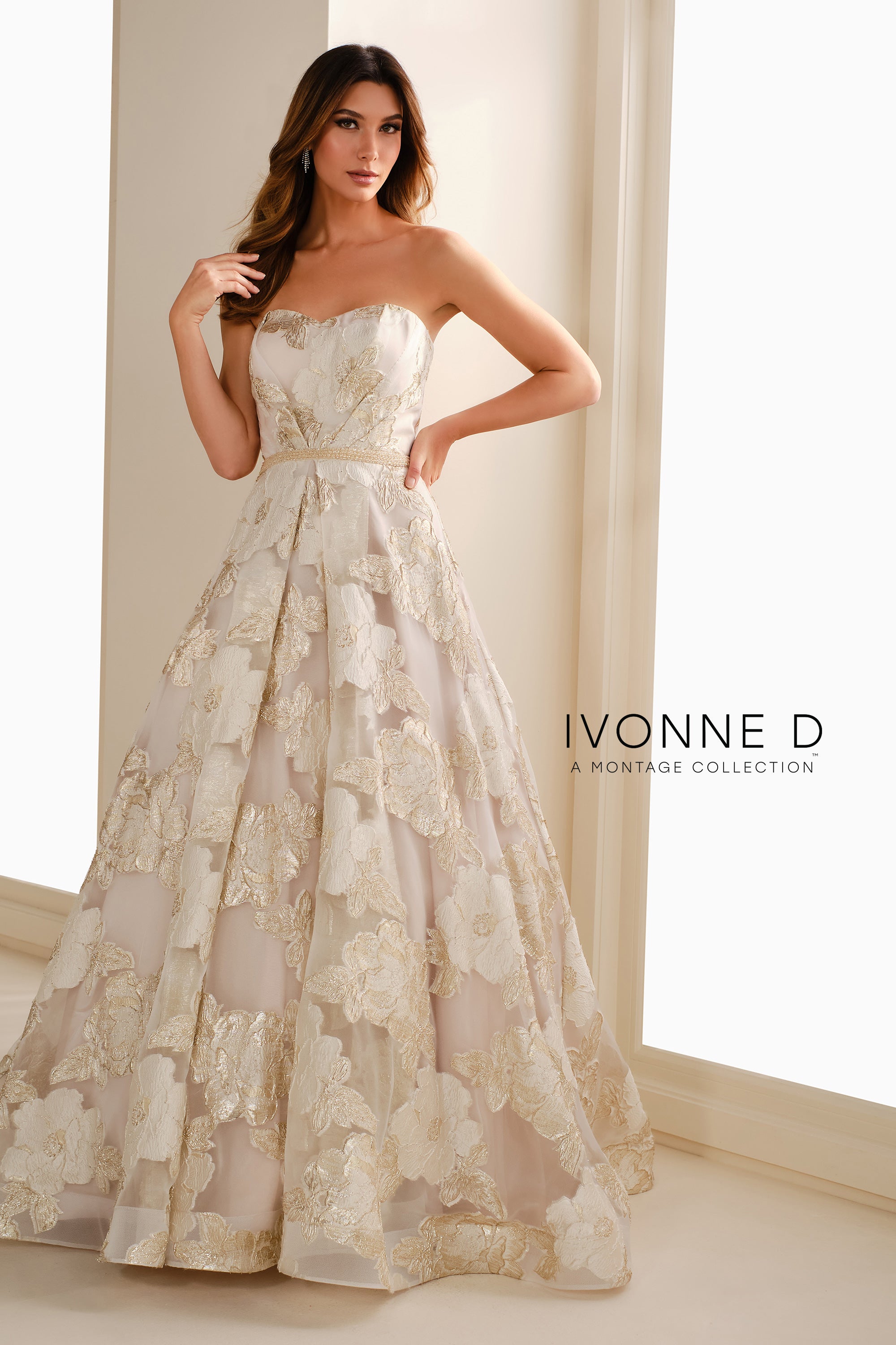 Formal Dresses Long Floral A Line Formal Evening Dress Oyster/Gold