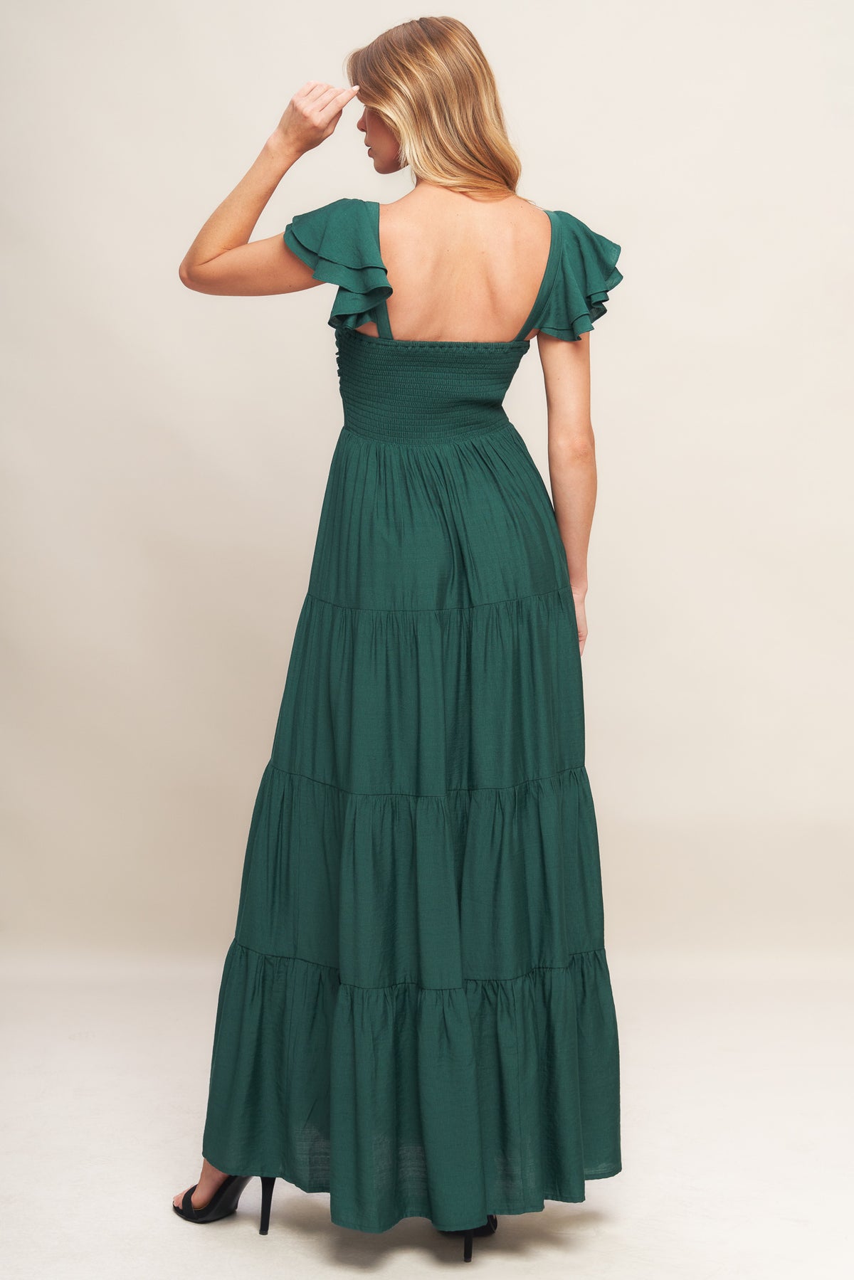Formal Dresses Long Ruffle Formal A Line Evening Dress Flying Tomato ID19329 Forest Green