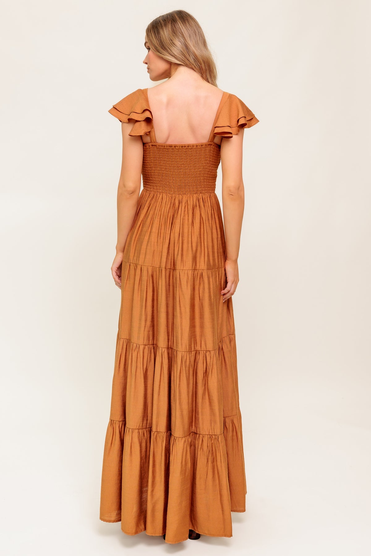 Formal Dresses Long Ruffle Formal A Line Evening Dress Flying Tomato ID19329 Rust