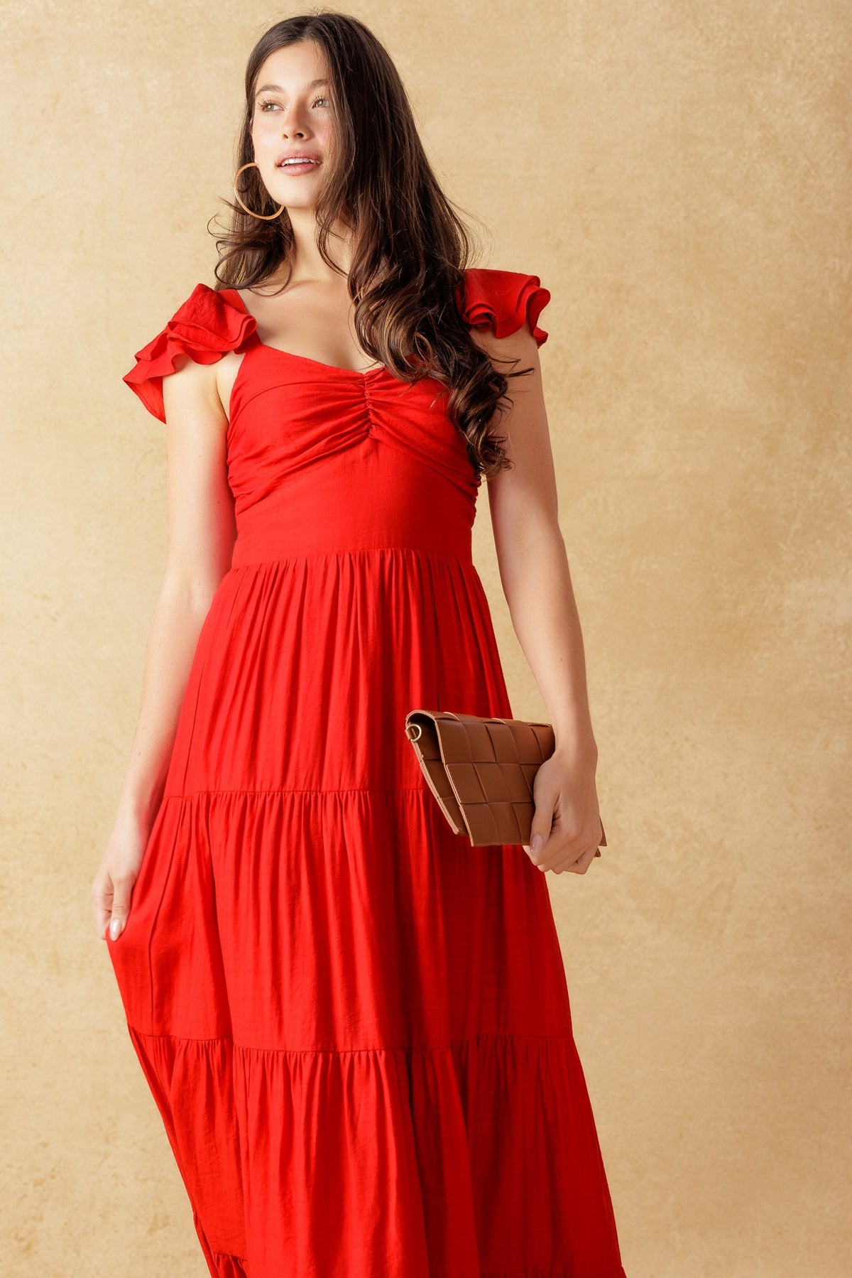 Formal Dresses Long Ruffle Formal A Line Evening Dress Flying Tomato ID19329 Red