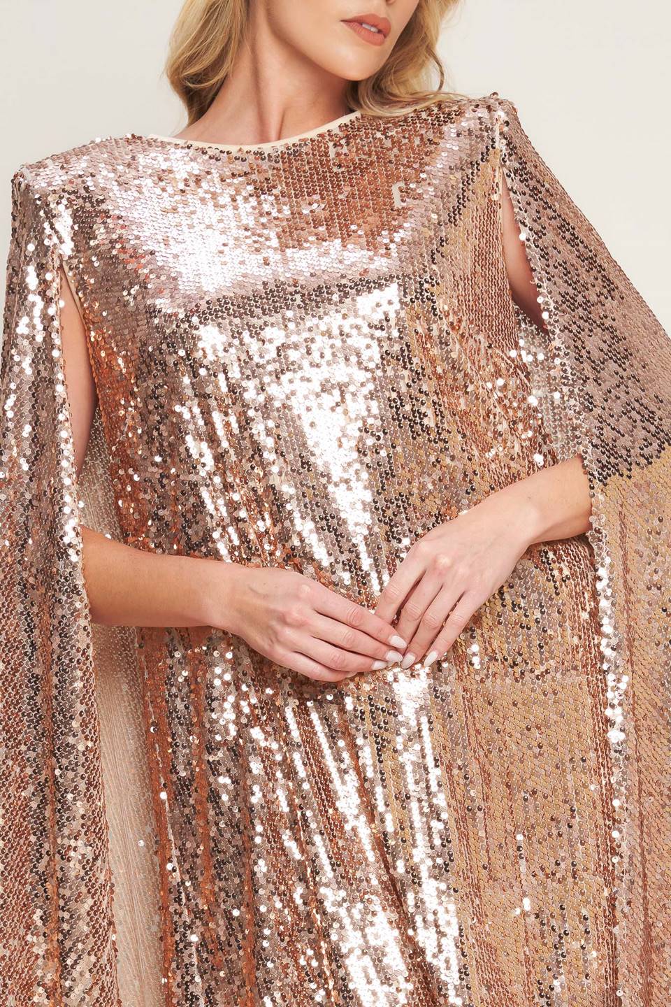 Cocktail Dresses Cape Sequin Short Mini Cocktail Dress Rose Gold