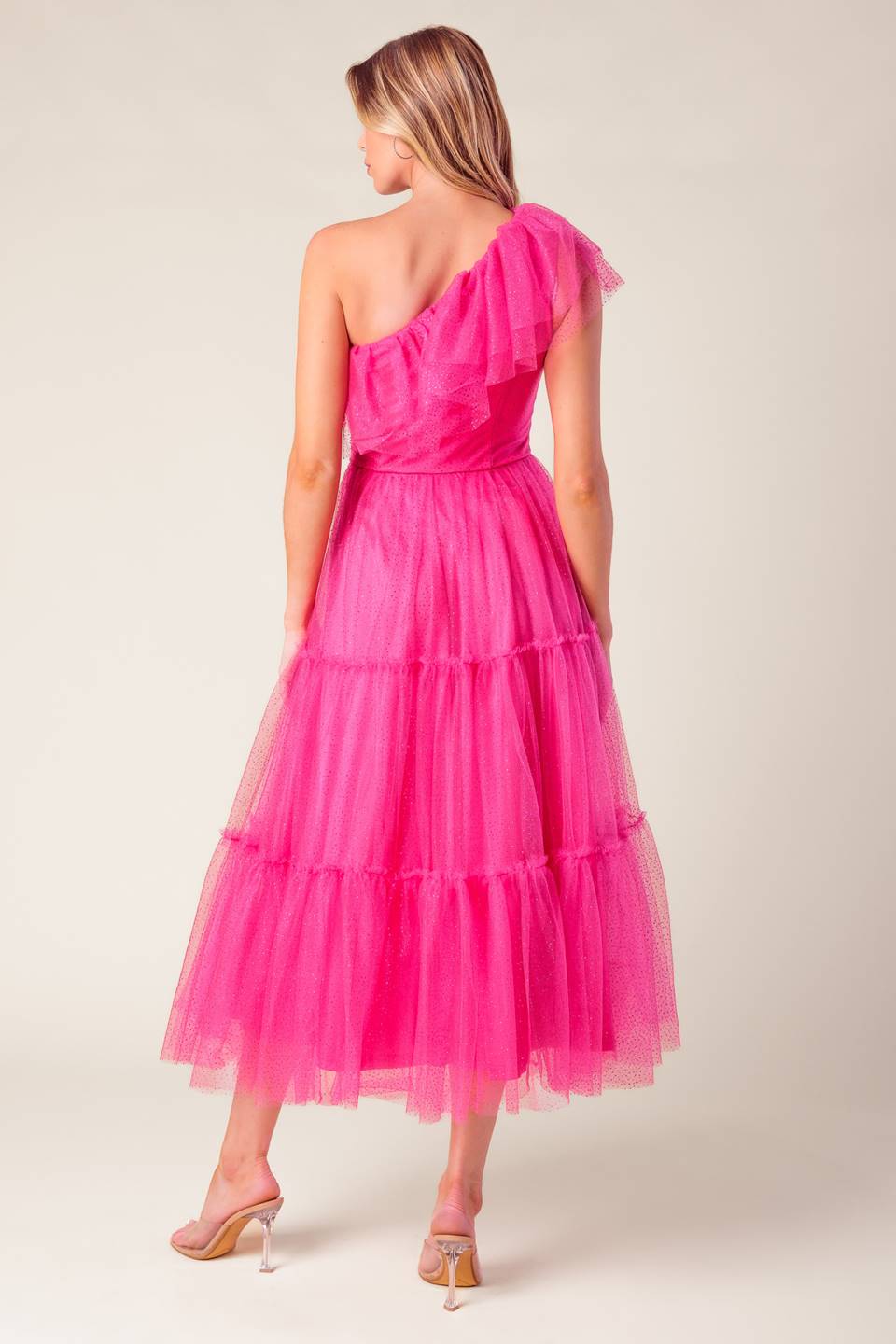Cocktail Dresses Ruffle Tea Length Cocktail Dress Fuchsia