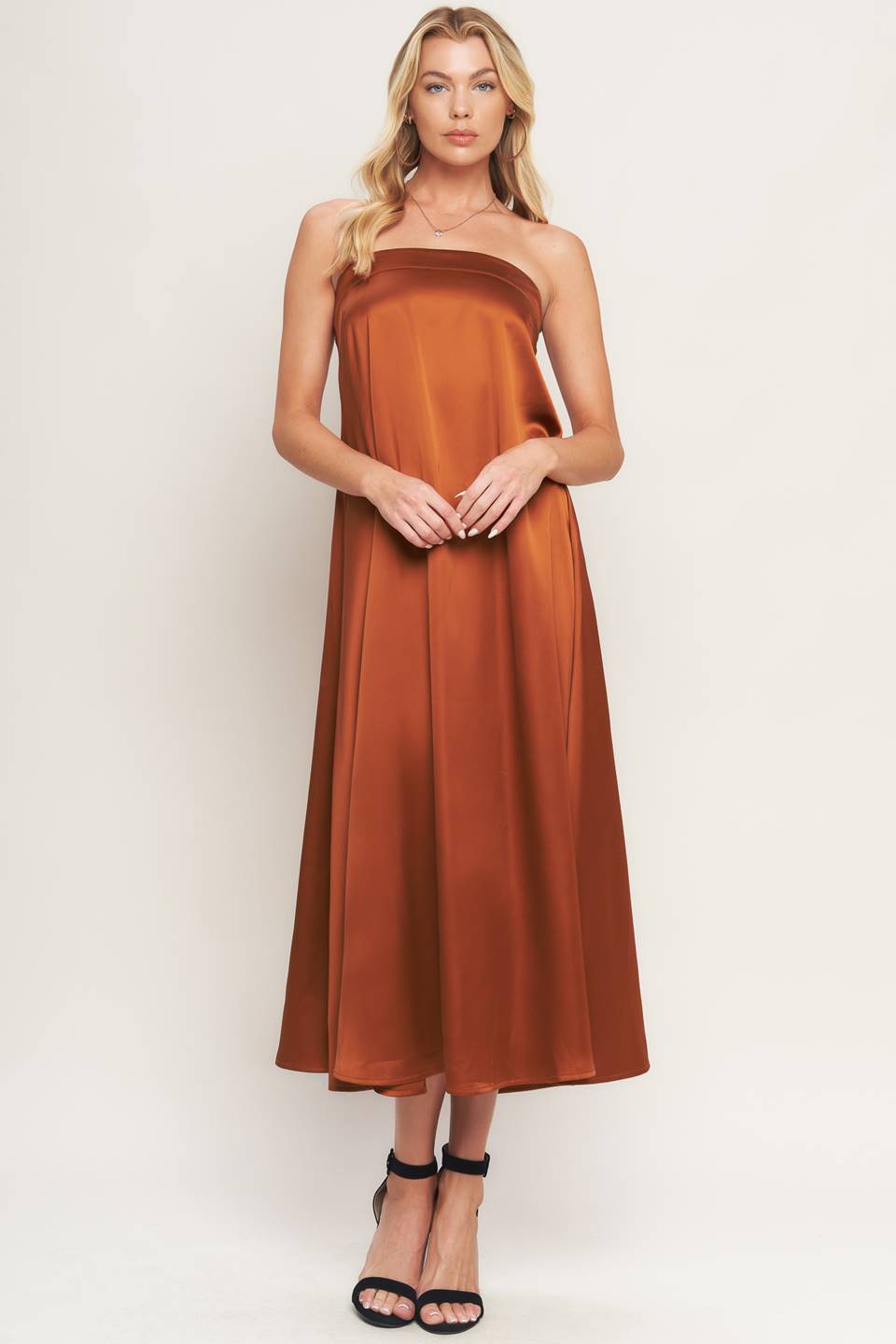 Cocktail Dresses A Line Midi Cocktail Dress Bronze