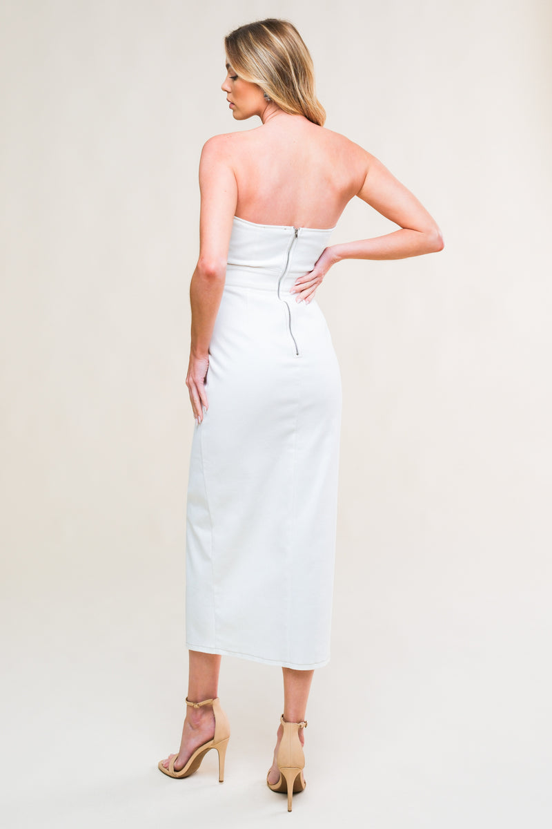 Cocktail Dresses Fitted Formal Cocktail Midi Dress Flying Tomato ID21203 White Denim