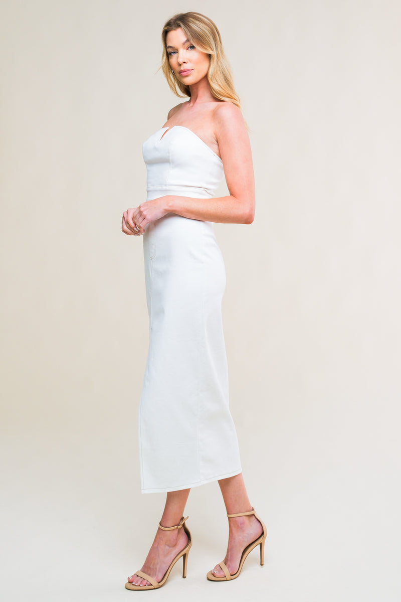 Cocktail Dresses Fitted Formal Cocktail Midi Dress Flying Tomato ID21203 White Denim