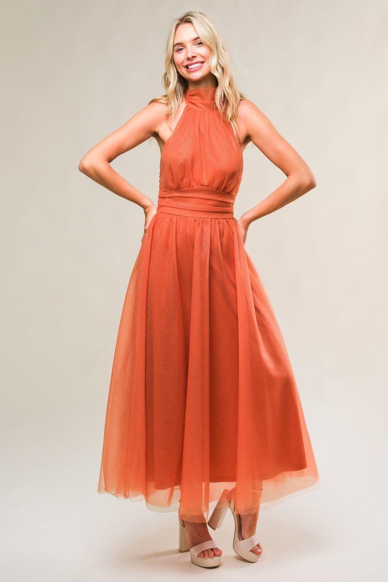 Cocktail Dresses Tea Length A Line Formal Cocktail Dress Flying Tomato ID21371 Rust