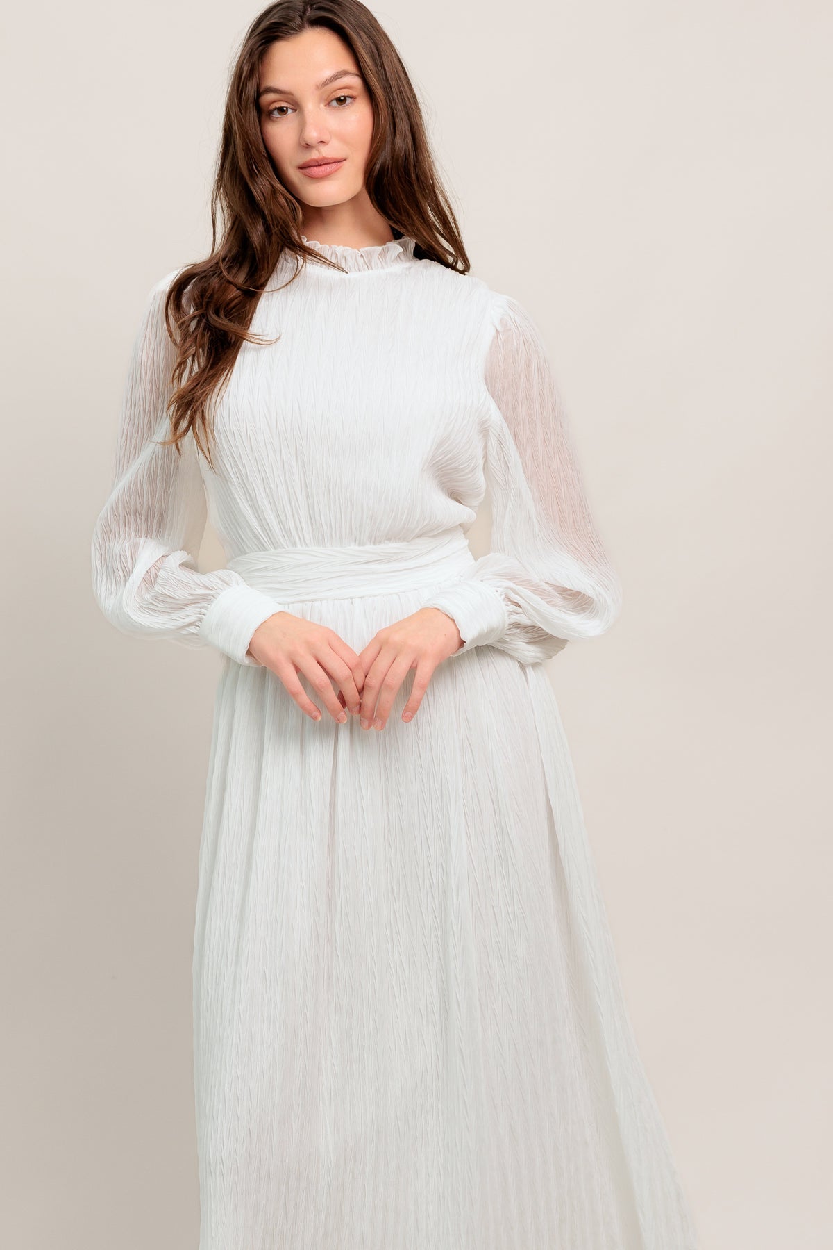 Cocktail Dresses Long Sleeve Tea Length Cocktail Dress Flying Tomato ID21380 White