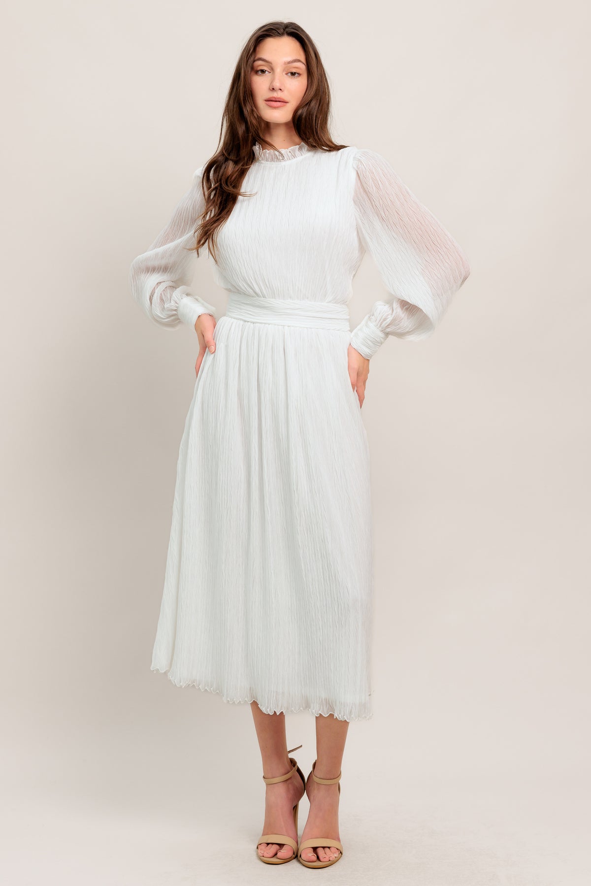 Cocktail Dresses Long Sleeve Tea Length Cocktail Dress Flying Tomato ID21380 White