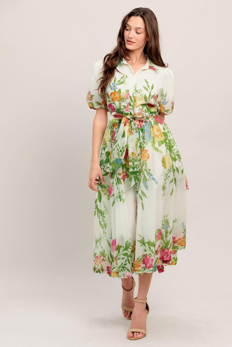 V-Neck Midi Crepe Garden Party A-Line Dress Flying Tomato ID21525