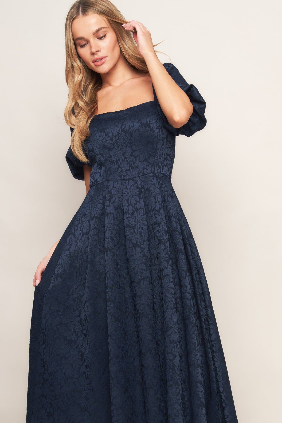 Cocktail Dresses Tea Length A Line Cocktail Floral Dress Flying Tomato ID21604 Navy