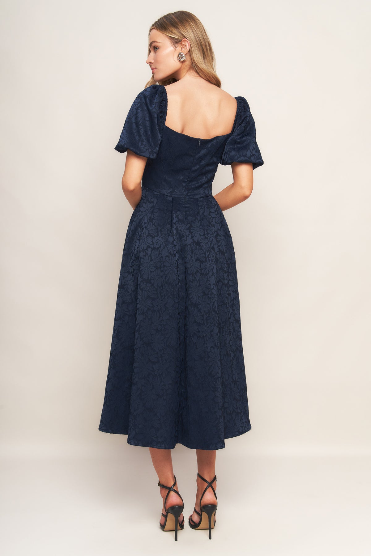 Cocktail Dresses Tea Length A Line Cocktail Floral Dress Flying Tomato ID21604 Navy