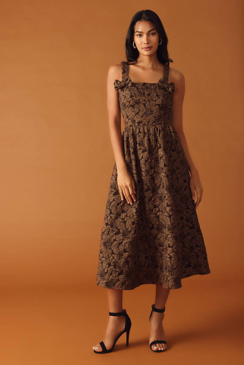 Cocktail Dresses Midi Floral A Line Cocktail Formal Dress Flying Tomato ID21675 Brown
