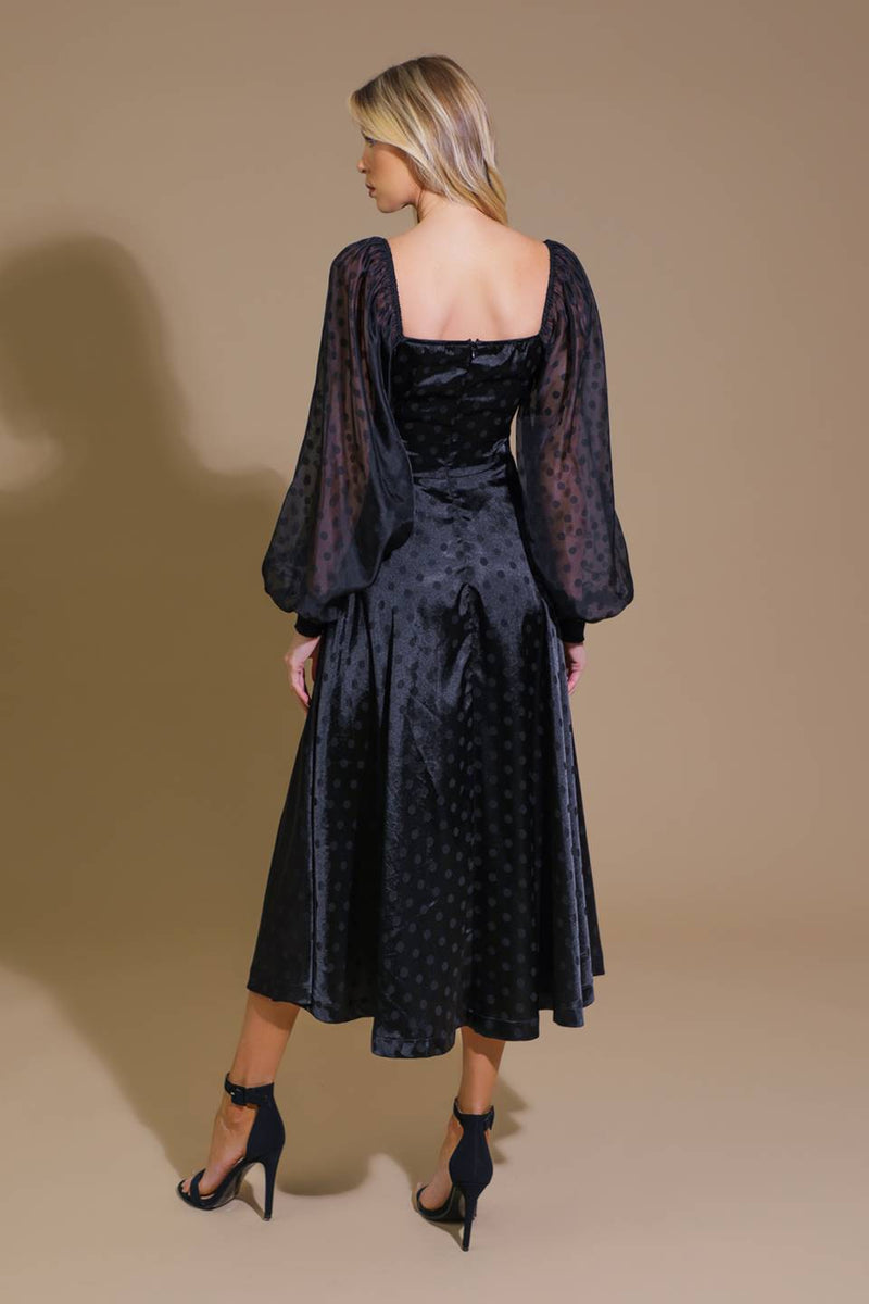 Cocktail Dresses Long Sleeve Midi Cocktail Formal Dress Flying Tomato ID21705 Black