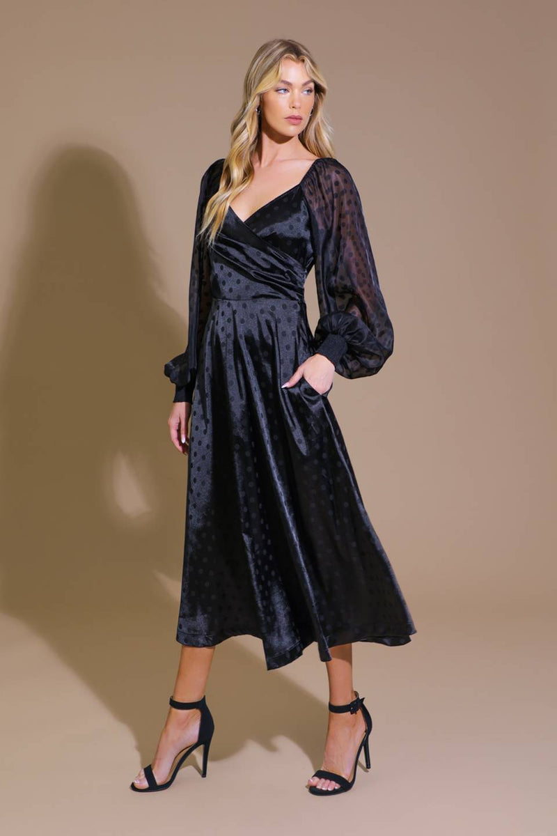 Cocktail Dresses Long Sleeve Midi Cocktail Formal Dress Flying Tomato ID21705 Black