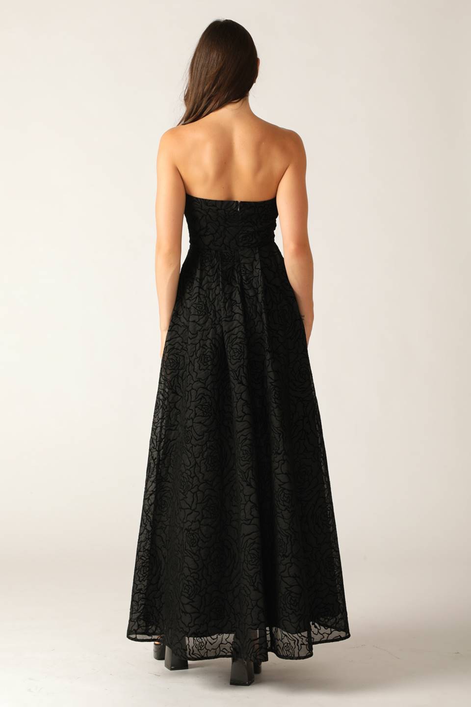 Formal Dresses Evening Prom Floral Long Formal Dress Flying Tomato ID21811 Black