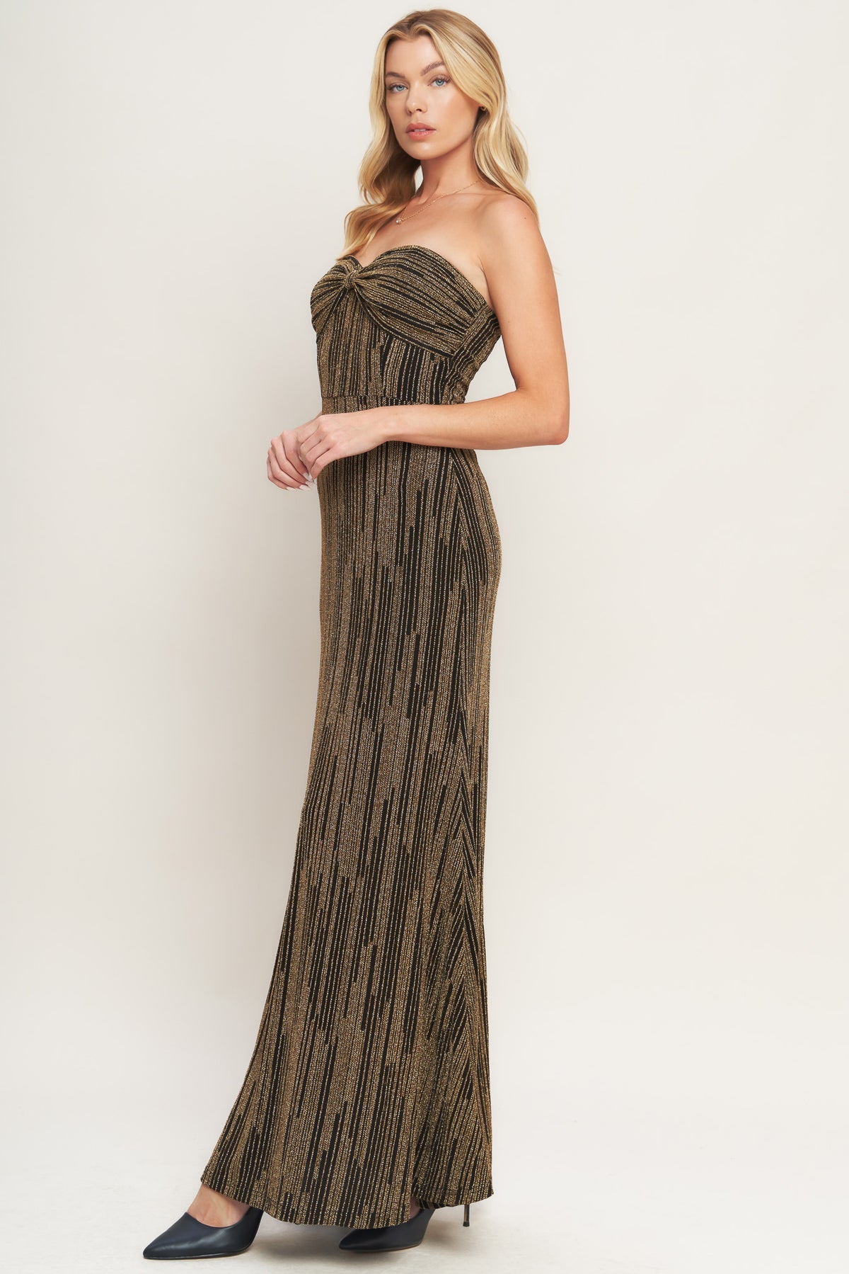 Prom Dresses Long Fitted Evening Formal Prom Dress Flying Tomato ID21812 Black Gold