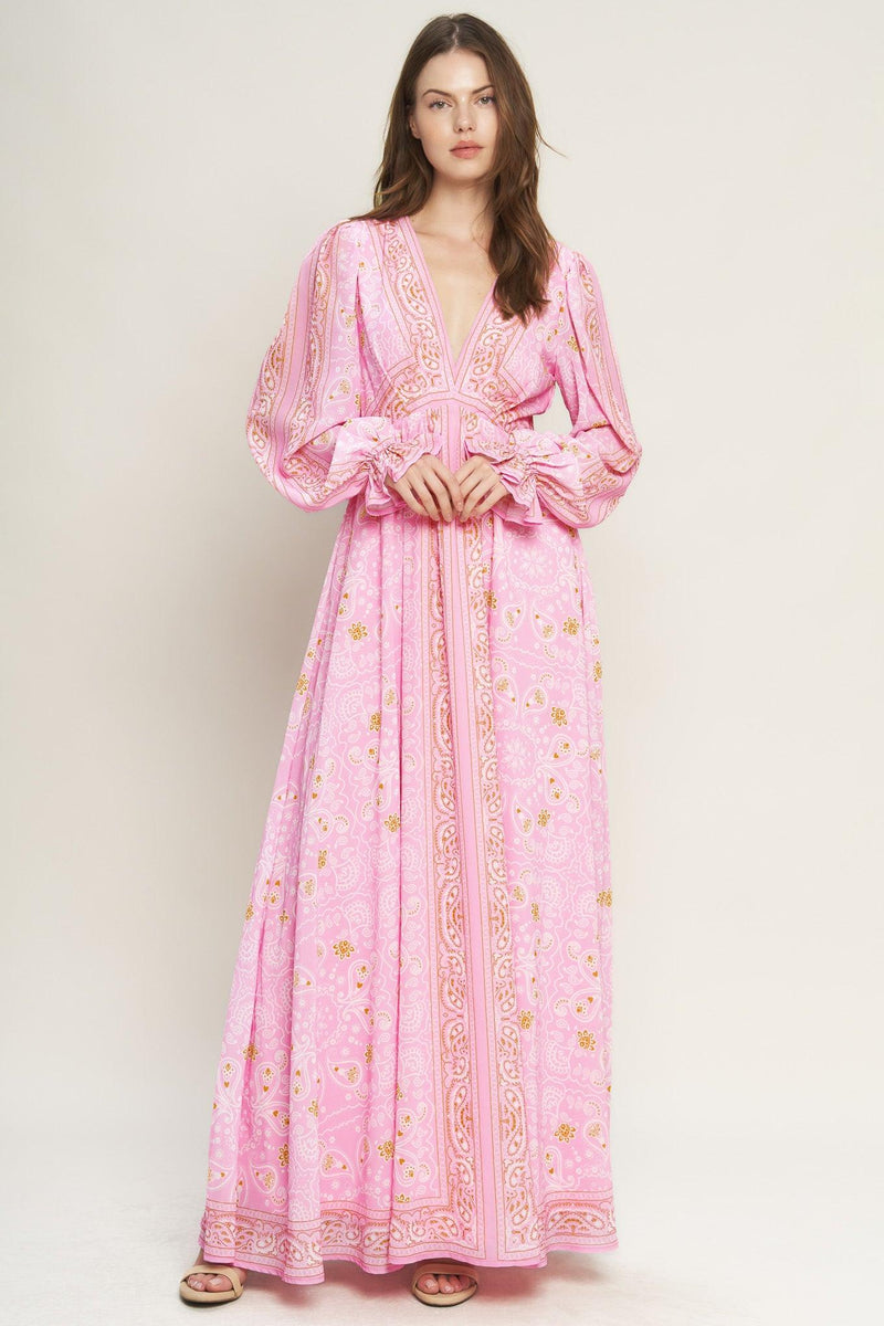 V-Neck Floor-Length Chiffon Formal A-Line Dress Flying Tomato ID21835