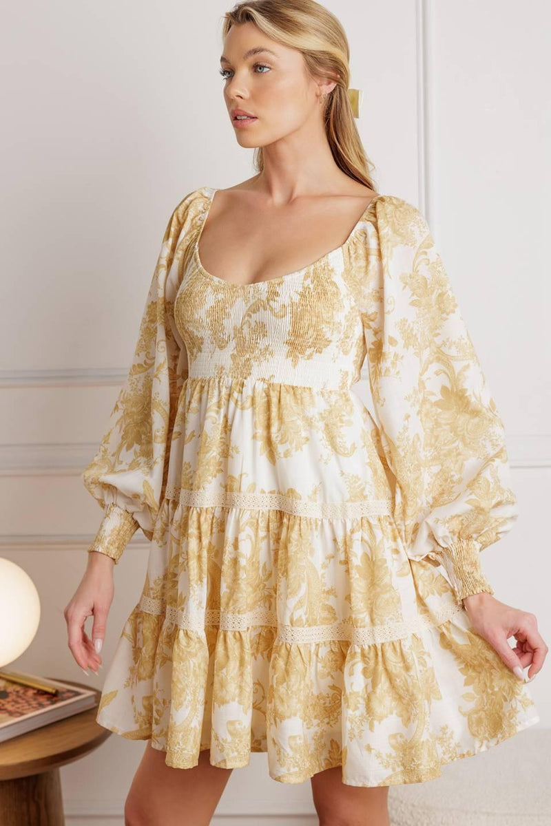 Square Neck Mini Chiffon Wedding Guest Fit & Flare Dress Flying Tomato ID21919