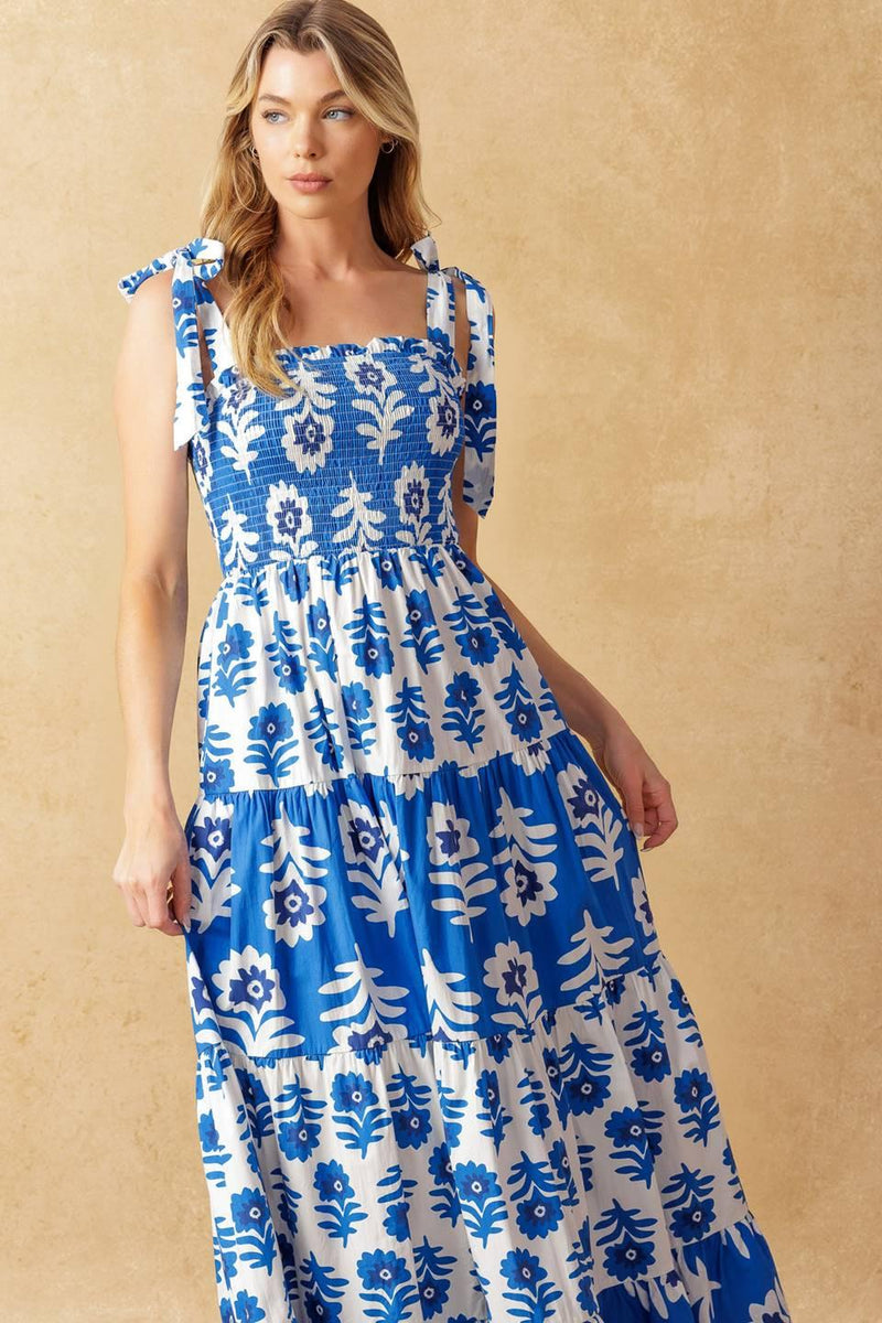 Square Floor-Length Floral Print Wedding Guest A-Line Dress Flying Tomato ID22130