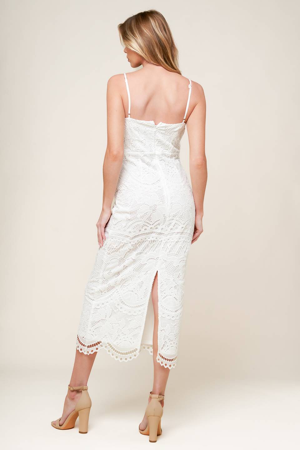 Wedding Dresses Tea Length Wedding Lace Dress Flying Tomato ID22184 Off White