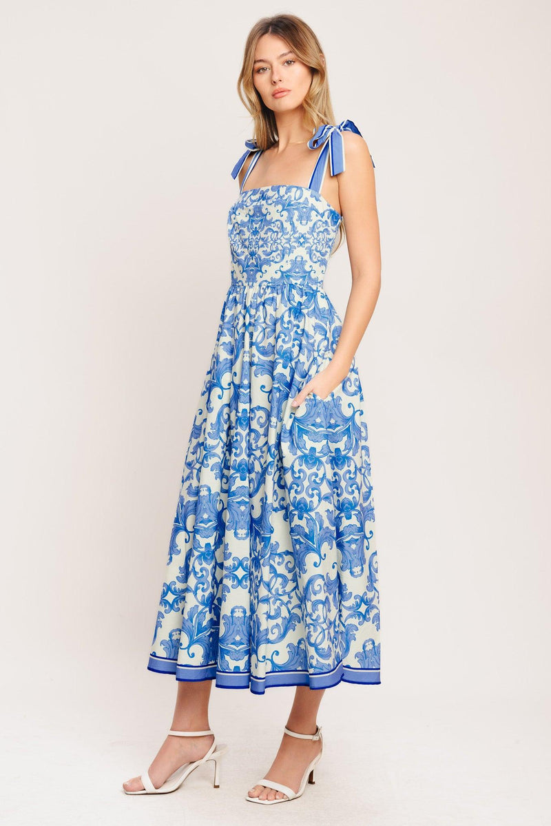 Square Midi Crepe Wedding Guest A-Line Dress Flying Tomato ID22381